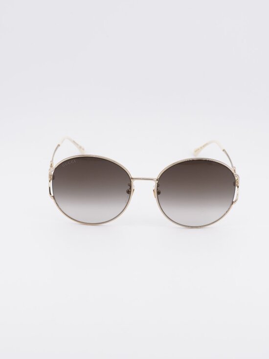 Gucci GG1017SK 003 Sunglasses Gold Round Frame, Brown Lenses main image 5